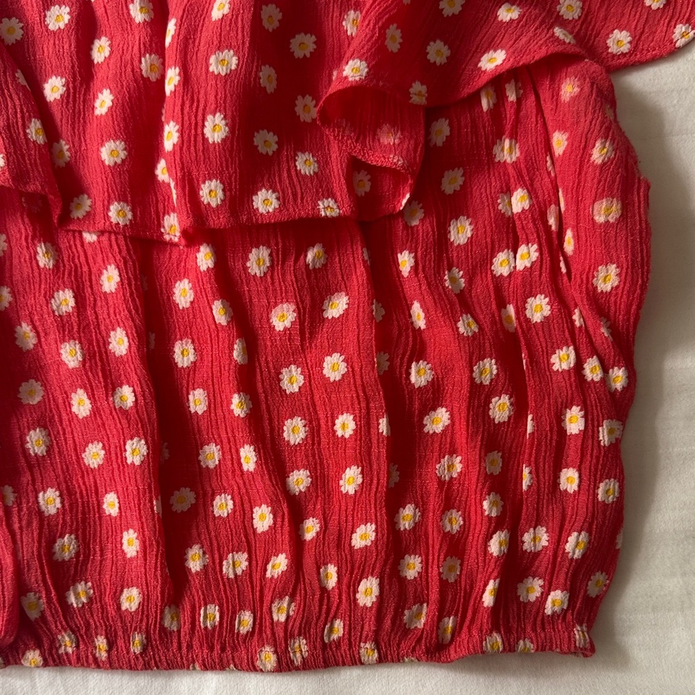 Red Floral Ruffle Top - Picture 3 of 6